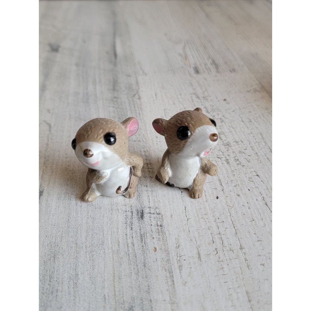 Mini ceramic Mouse set cute brown chipmunk pet Xmas